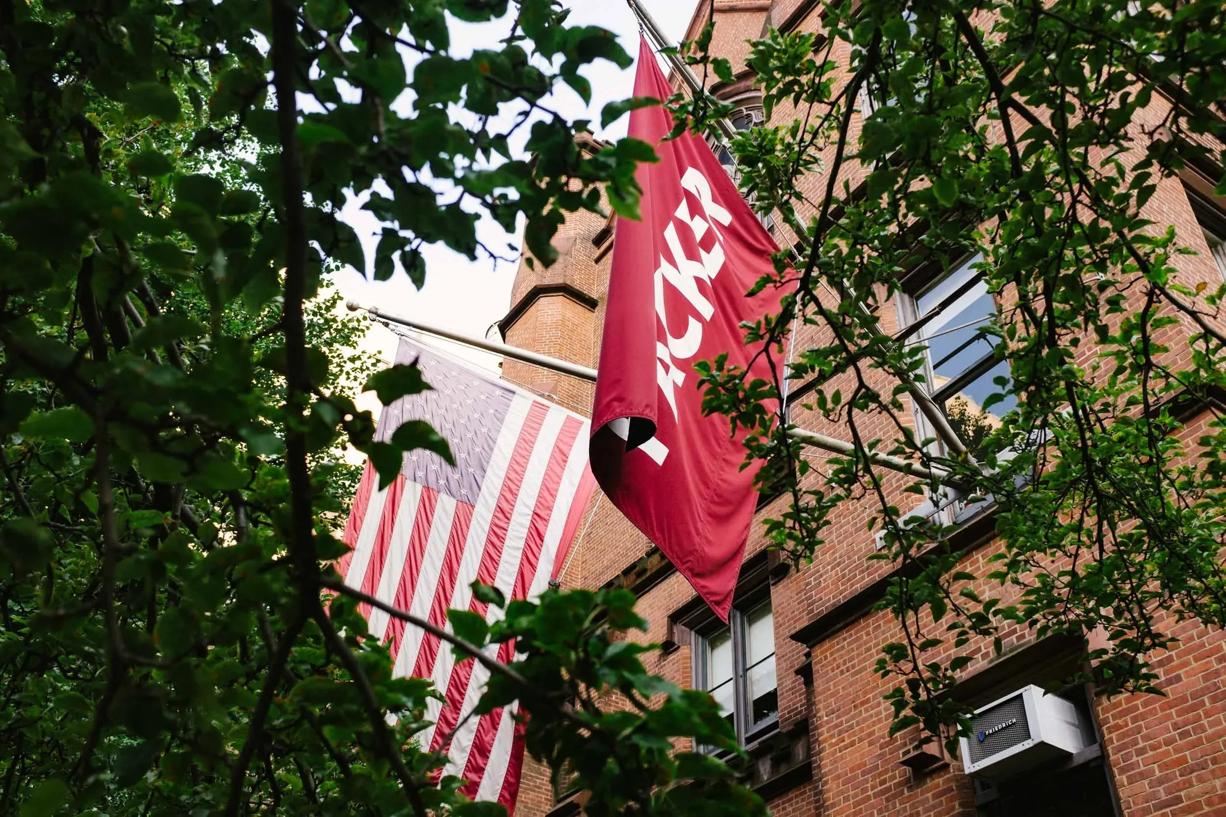 Packer Collegiate Institute flag and entrance