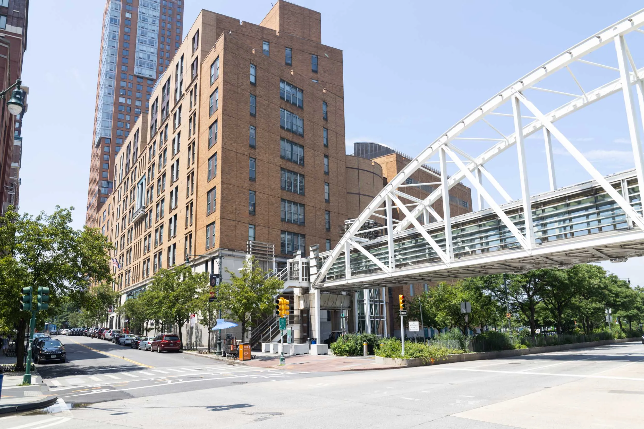 Pedestrian bridge near Stuyvesant High School in TriBeCa